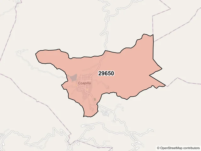Mapa del código postal 29650, Coapilla, Chiapas