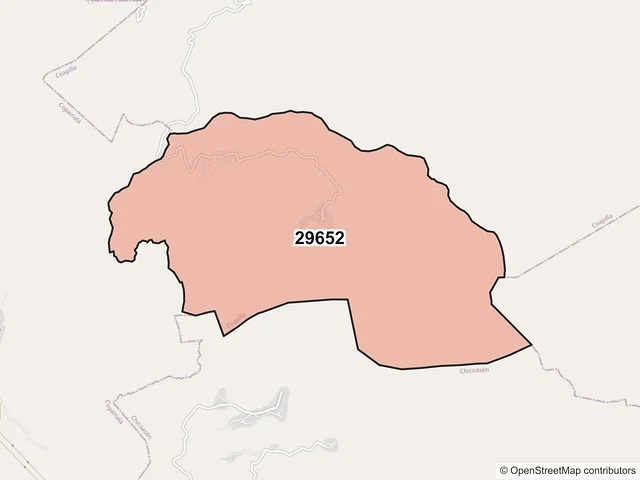 Mapa del código postal 29652, Coapilla, Chiapas