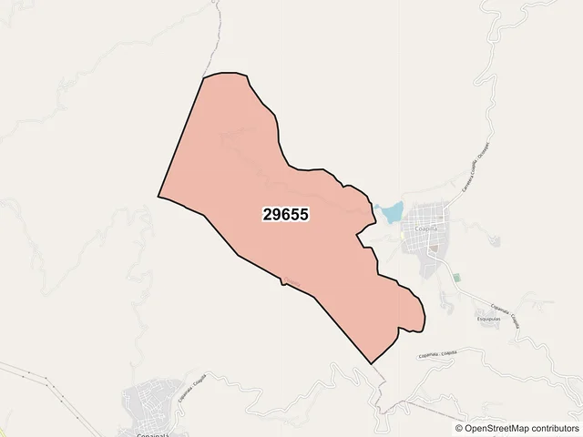 Mapa del código postal 29655, Coapilla, Chiapas