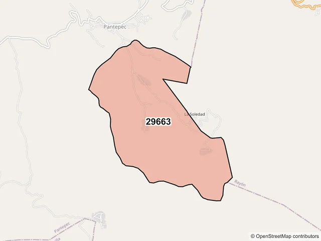 Mapa del código postal 29663, Pantepec, Chiapas
