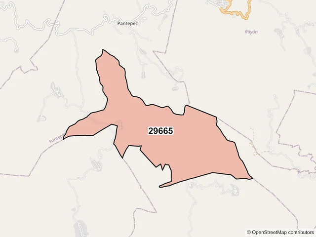 Mapa del código postal 29665, Pantepec, Chiapas