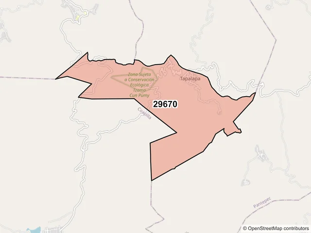 Mapa del código postal 29670, Tapalapa, Chiapas