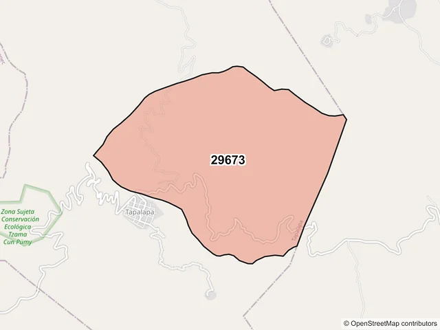 Mapa del código postal 29673, Tapalapa, Chiapas