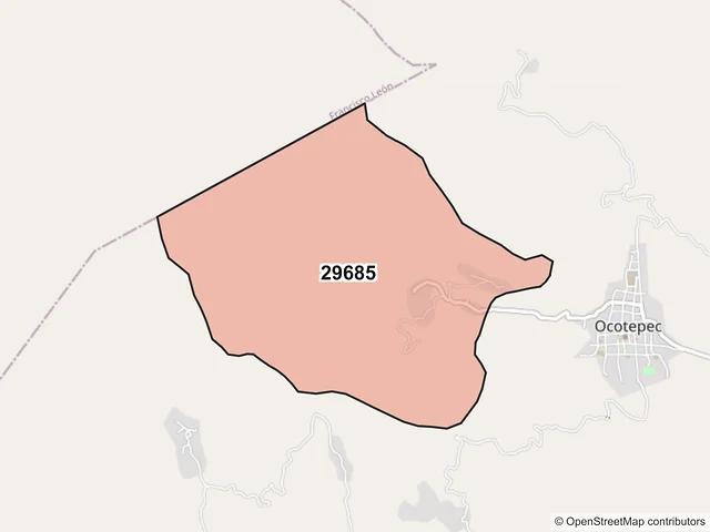 Mapa del código postal 29685, Ocotepec, Chiapas
