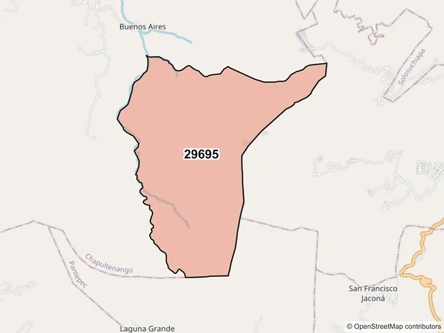 Mapa del código postal 29695, Chapultenango, Chiapas