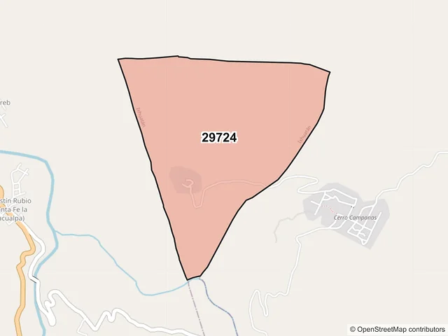 Mapa del código postal 29724, Ixhuatán, Chiapas