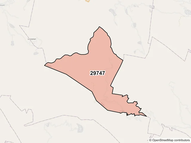 Mapa del código postal 29747, Rayón, Chiapas