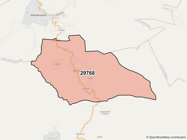 Mapa del código postal 29768, Jitotol, Chiapas