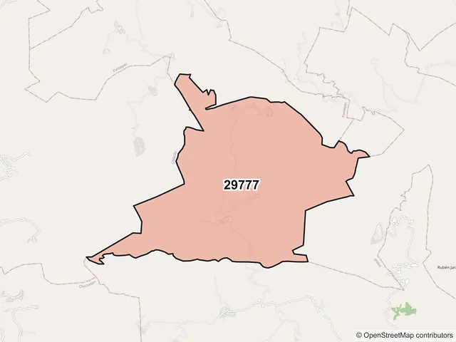 Mapa del código postal 29777, Bochil, Chiapas