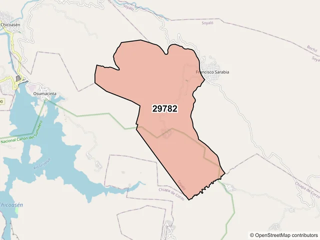 Mapa del código postal 29782, Soyaló, Chiapas
