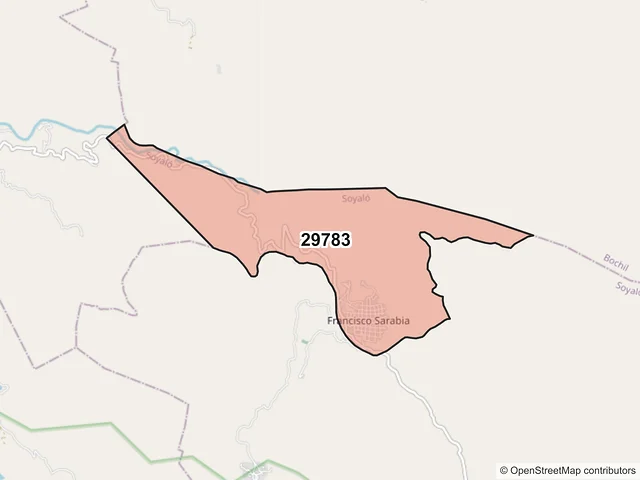 Mapa del código postal 29783, Soyaló, Chiapas