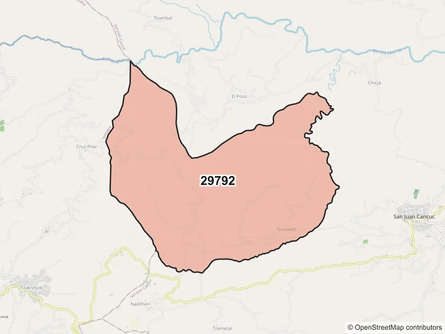 Mapa del código postal 29792, San Juan Cancuc, Chiapas