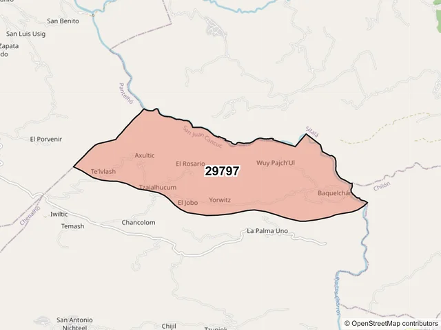 Mapa del código postal 29797, San Juan Cancuc, Chiapas