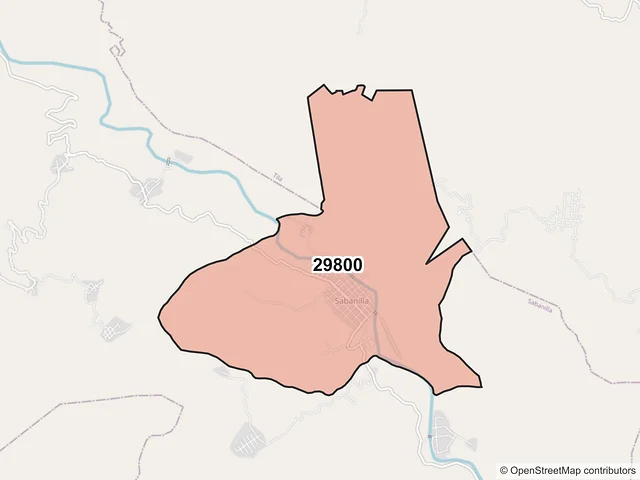 Mapa del código postal 29800, Sabanilla, Chiapas