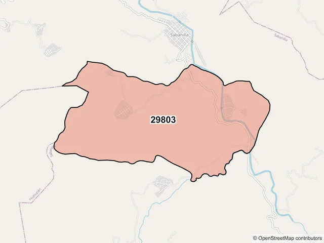 Mapa del código postal 29803, Sabanilla, Chiapas