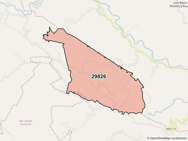 Mapa del código postal 29826, Simojovel, Chiapas