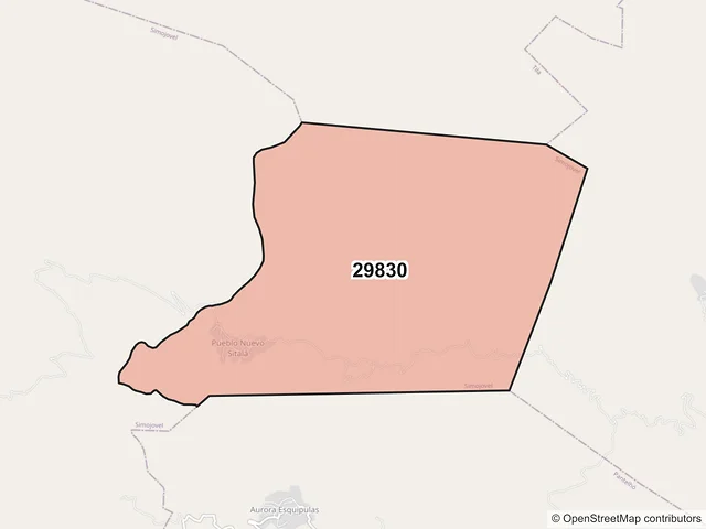 Mapa del código postal 29830, Simojovel, Chiapas