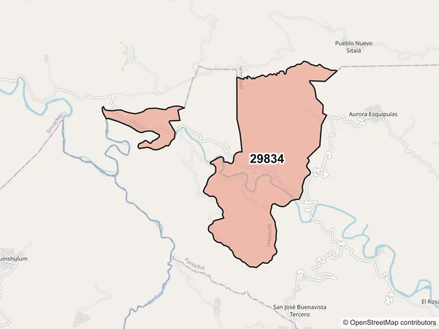 Mapa del código postal 29834, Simojovel, Chiapas