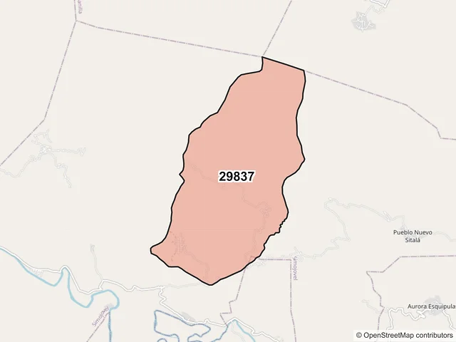 Mapa del código postal 29837, Simojovel, Chiapas