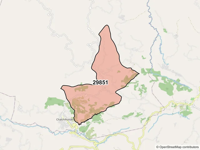 Mapa del código postal 29851, Chalchihuitán, Chiapas