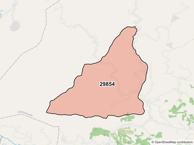 Mapa del código postal 29854, Chalchihuitán, Chiapas