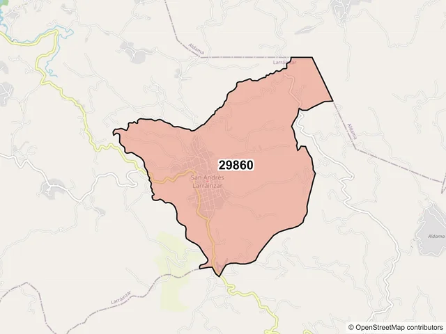 Mapa del código postal 29860, Larráinzar, Chiapas