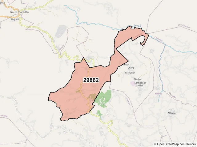 Mapa del código postal 29862, Larráinzar, Chiapas