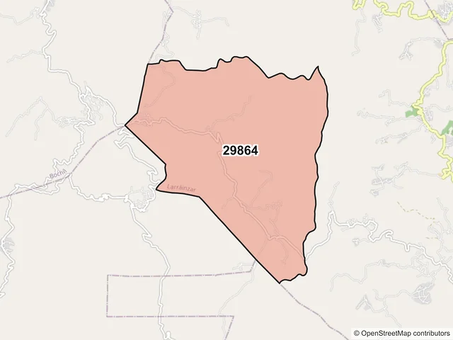 Mapa del código postal 29864, Larráinzar, Chiapas