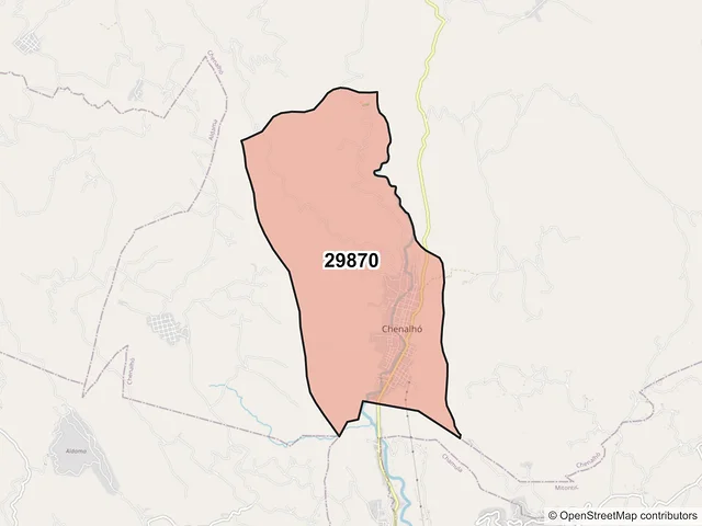 Mapa del código postal 29870, Chenalhó, Chiapas