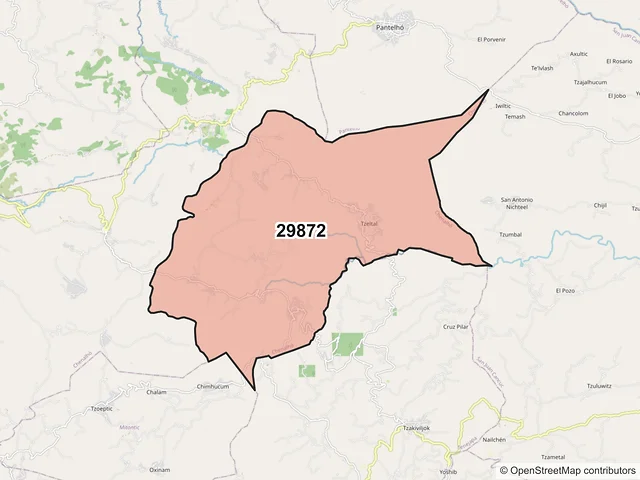 Mapa del código postal 29872, Chenalhó, Chiapas