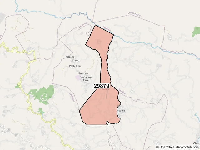 Mapa del código postal 29879, Aldama, Chiapas