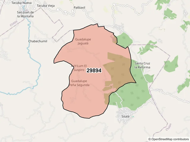 Mapa del código postal 29894, Sitalá, Chiapas