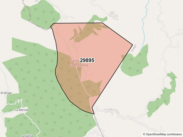Mapa del código postal 29895, Sitalá, Chiapas