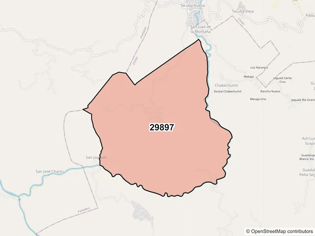 Mapa del código postal 29897, Sitalá, Chiapas
