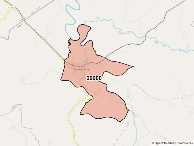 Mapa del código postal 29900, Salto de Agua, Chiapas