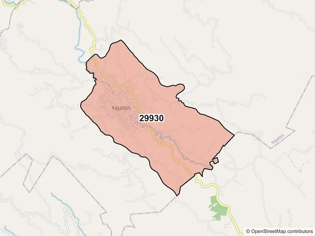 Mapa del código postal 29930, Yajalón, Chiapas