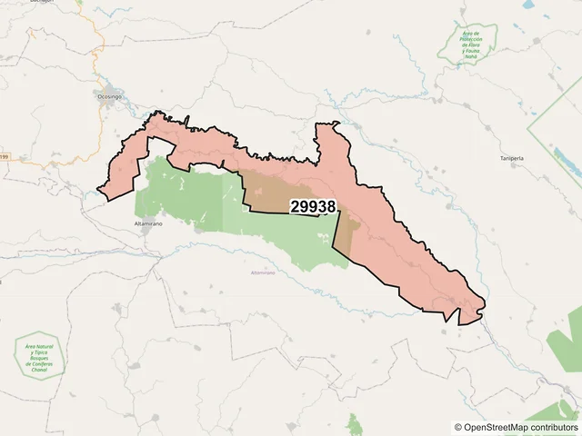Mapa del código postal 29938, Ocosingo, Chiapas