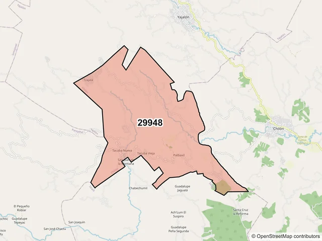 Mapa del código postal 29948, Chilón, Chiapas