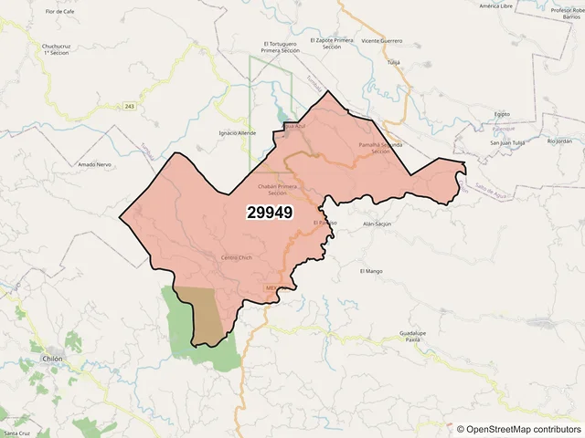 Mapa del código postal 29949, Chilón, Chiapas