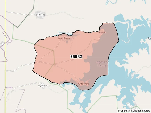 Mapa del código postal 29982, Catazajá, Chiapas