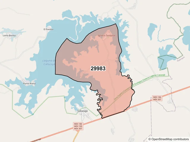 Mapa del código postal 29983, Catazajá, Chiapas