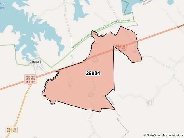 Mapa del código postal 29984, Catazajá, Chiapas