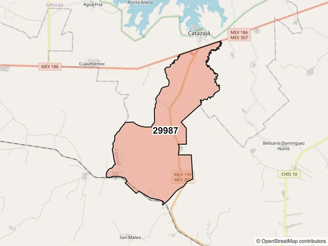Mapa del código postal 29987, Catazajá, Chiapas