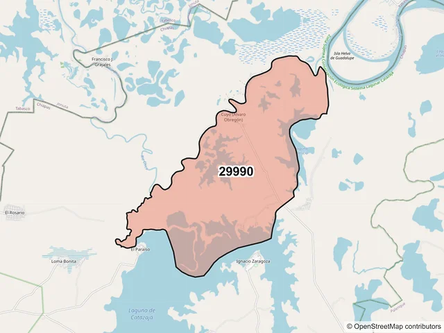 Mapa del código postal 29990, Catazajá, Chiapas