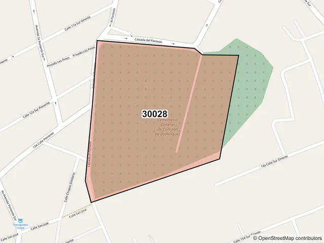 Mapa del código postal 30028, Comitán de Domínguez, Chiapas