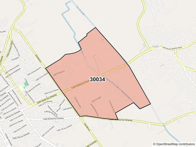 Mapa del código postal 30034, Comitán de Domínguez, Chiapas