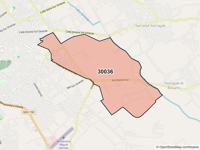 Mapa del código postal 30036, Comitán de Domínguez, Chiapas