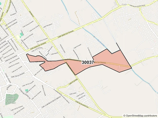 Mapa del código postal 30037, Comitán de Domínguez, Chiapas