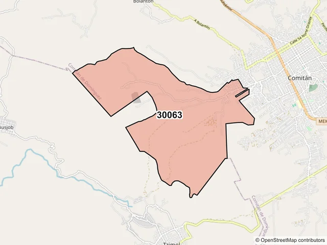 Mapa del código postal 30063, Comitán de Domínguez, Chiapas