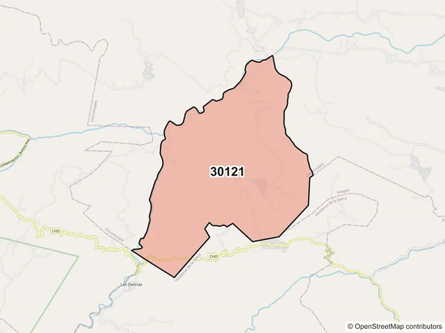 Mapa del código postal 30121, Chicomuselo, Chiapas